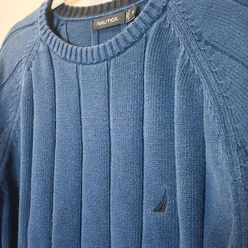 Nautica blue ribbed knit sweater